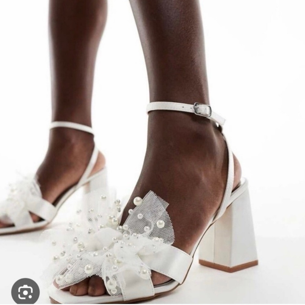 ASOS White Embellished Block Heels